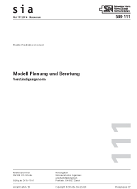 Norm: SIA 111:2014. Modell Planung und Beratung, , Norm: SIA 111:2014. Modell Planung und Beratung