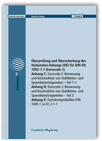 Forschungsbericht: Überprüfung und Überarbeitung des Nationalen Anhangs (DE) für DIN EN 1992-1-1 (Eurocode 2). Abschlussbericht. Anhang C: Eurocode 2: Bemessung und Konstruktion von Stahlbeton- und Spannbetontragwerken. Teil 1-1. Anhang D: Eurocode 2: Bemessung und Konstruktion von Stahlbeton- und Spannbetontragwerken. Teil 3. Anhang E: Zuordnungstabellen DIN 1045-1 zu EC 2-1-1, Frank Fingerloos, 978-3-8167-8370-1 Forschungsbericht: Überprüfung und Überarbeitung des Nationalen Anhangs (DE) für DIN EN 1992-1-1 (Eurocode 2). Abschlussbericht. Anhang C: Eurocode 2: Bemessung und Konstruktion von Stahlbeton- und Spannbetontragwerken. Teil 1-1. Anhang D: Eurocode 2: Bemessung und Konstruktion von Stahlbeton- und Spannbetontragwerken. Teil 3. Anhang E: Zuordnungstabellen DIN 1045-1 zu EC 2-1-1