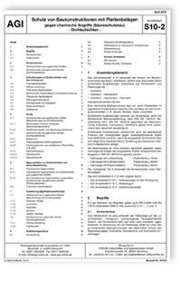 Merkblatt: AGI Arbeitsblatt S 10-2. Schutz von Baukonstruktionen mit Plattenbelägen gegen chemische Angriffe (Säureschutzbau) - Dichtschichten. Ausgabe April 2019, , Merkblatt: AGI Arbeitsblatt S 10-2. Schutz von Baukonstruktionen mit Plattenbelägen gegen chemische Angriffe (Säureschutzbau) - Dichtschichten. Ausgabe April 2019