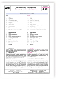 AGI Arbeitsblatt Q 151, November 2021. Korrosionsschutz unter Dämmung / AGI Working Document Q 151, November 2021. Corrosion protection under insulation