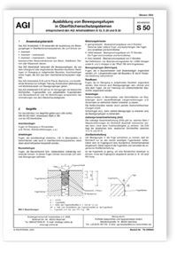 AGI Arbeitsblatt S 50, Oktober 2024. Ausbildung von Bewegungsfugen in Oberflächenschutzsystemen entsprechend den AGI Arbeitsblättern S 10, S 20 und S 30