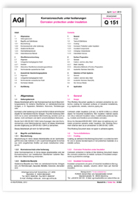 Merkblatt: AGI Arbeitsblatt Q 151 EU. Korrosionsschutz unter Isolierungen. Ausgabe April 2013. Corrosion protection under insulation. Edition April 2013, , Merkblatt: AGI Arbeitsblatt Q 151 EU. Korrosionsschutz unter Isolierungen. Ausgabe April 2013. Corrosion protection under insulation. Edition April 2013