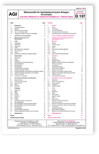 AGI Arbeitsblatt Q 137. Dämmstoffe für betriebstechnische Anlagen - Schaumglas. Ausgabe März 2015. Insulation Material for Industrial Installations - Cellular Glass. Edition March 2015