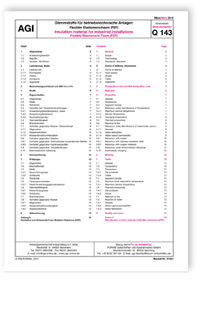 AGI Arbeitsblatt Q 143. Dämmstoffe für betriebstechnische Anlagen. Flexibler Elastomerschaum (FEF). Ausgabe März 2015. Insulation material for industrial installations. Flexible Elastomeric Foam (FEF). March 2015