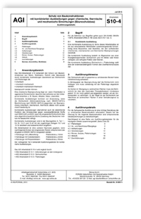 AGI Arbeitsblatt S 10-4. Schutz von Baukonstruktionen mit kombinierten Auskleidungen gegen chemische, thermische und mechanische Einwirkungen (Säureschutzbau). Ausführungsdetails. Ausgabe Juli 2015