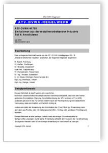 Merkblatt ATV-DVWK-M 765-4, Juli 2000. Emissionen aus der metallverarbeitenden Industrie. Tl.4. Anodisieren