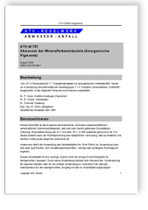 Merkblatt: Merkblatt ATV-M 757, August 1998. Abwasser der Mineralfarbenindustrie (Anorganische Pigmente), , Merkblatt: Merkblatt ATV-M 757, August 1998. Abwasser der Mineralfarbenindustrie (Anorganische Pigmente)