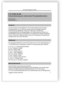 Merkblatt: Merkblatt ATV-DVWK-M 206, November 2001. Automatisierung der chemischen Phosphatelimination, , Merkblatt: Merkblatt ATV-DVWK-M 206, November 2001. Automatisierung der chemischen Phosphatelimination