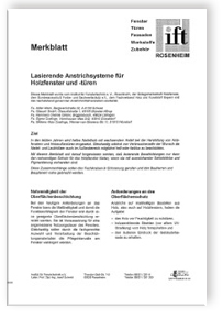 ift-Merkblatt. Lasierende Anstrichsysteme für Holzfenster und -türen