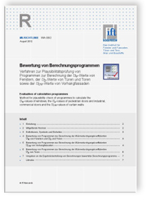 ift-Richtlinie WA-05/2, August 2012. Bewertung von Berechnungsprogrammen