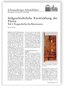 Merkblatt: Stilgeschichtliche Entwicklung der Türen. Teil 1: Vorgeschichte bis Renaissance, Rainer Scherb, Merkblatt: Stilgeschichtliche Entwicklung der Türen. Teil 1: Vorgeschichte bis Renaissance