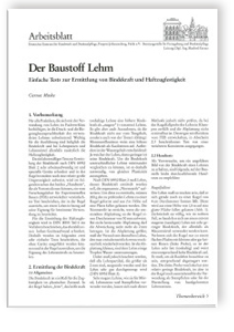 Merkblatt: Der Baustoff Lehm, Gernot Minke, Bernhard Gaul, Eckhard Schnell, Friedhelm Dietz, Merkblatt: Der Baustoff Lehm