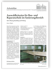 Merkblatt: Auswahlkriterien für Bau- und Reparaturholz im Sanierungsbereich, Reiner Klopfer, Merkblatt: Auswahlkriterien für Bau- und Reparaturholz im Sanierungsbereich