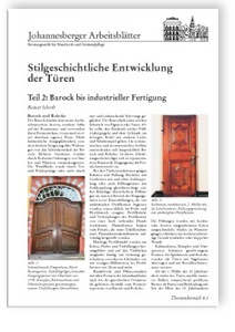 Merkblatt: Stilgeschichtliche Entwicklung der Türen. Teil 2: Barock bis industrieller Fertigung, Rainer Scherb, Merkblatt: Stilgeschichtliche Entwicklung der Türen. Teil 2: Barock bis industrieller Fertigung