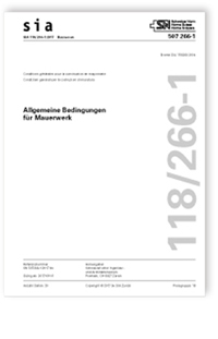 Norm: SIA 118/266-1:2017. Allgemeine Bedingungen für Mauerwerk, , Norm: SIA 118/266-1:2017. Allgemeine Bedingungen für Mauerwerk