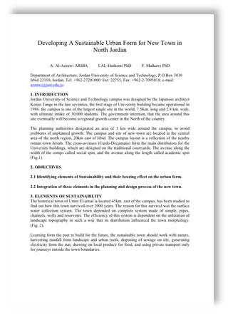 Developing A Sustainable Urban Form For New Town In North Jordan
